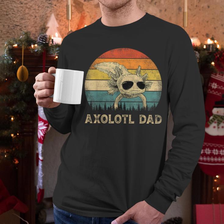 Vintage Axolotl Dad Axolotl Lovers Daddy Father's Day Men Long Sleeve T-Shirt