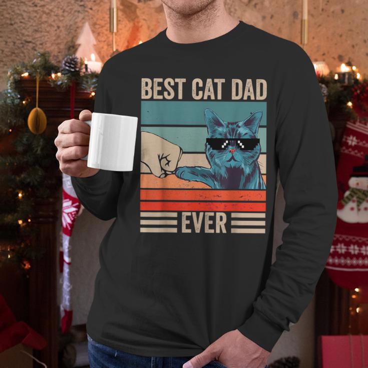 Vintage Best Cat Dad Ever Bump Fist Father's Day Cat Daddy Men Long Sleeve T-Shirt Vintage Best Cat Dad Ever Bump Fist Father's Day Cat Daddy Men Long Sleeve T-Shirt