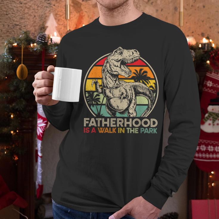 Vintage Fatherhood Is A Walk In The Park DadRex Dinosaur Men Long Sleeve T-Shirt