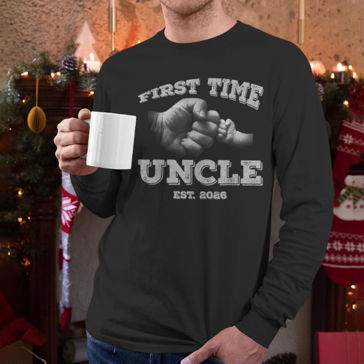 Vintage First Time Uncle 2026 Hand Dad Baby Father's Day Men Long Sleeve T-Shirt Vintage First Time Uncle 2026 Hand Dad Baby Father's Day Men Long Sleeve T-Shirt