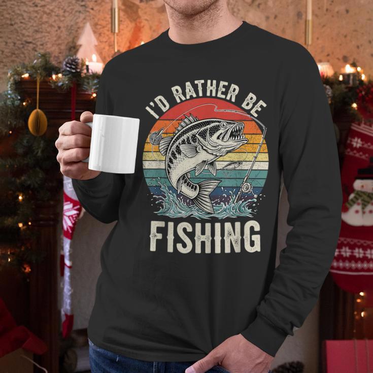 Vintage I'd Rather Be Fishing Graphic Bass Dad Boy Men Men Long Sleeve T-Shirt Vintage I'd Rather Be Fishing Graphic Bass Dad Boy Men Men Long Sleeve T-Shirt