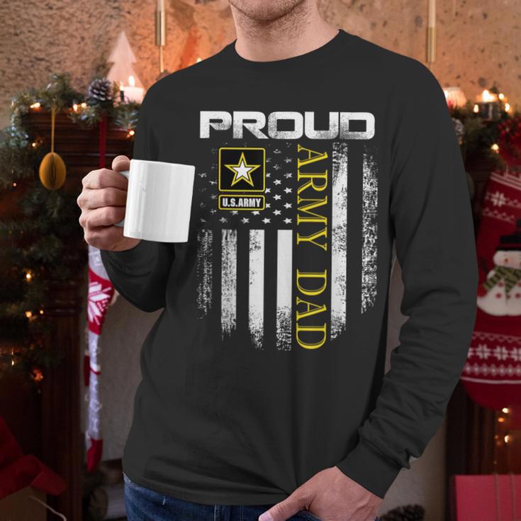 Vintage Proud Army Dad With American Flag Men Long Sleeve T-Shirt