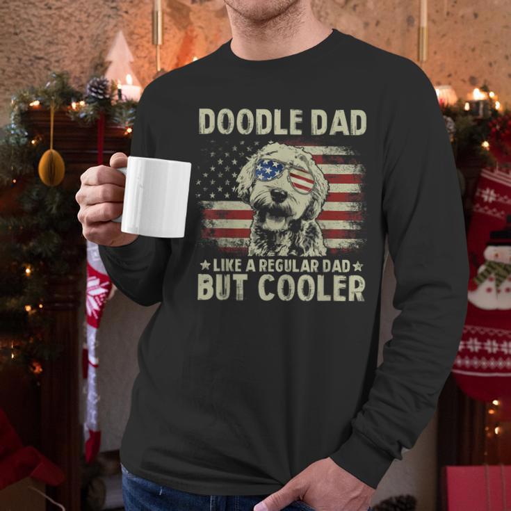 Vintage USA Flag Goldendoodle Doodle Dad Fathers Day Men Men Long Sleeve T-Shirt