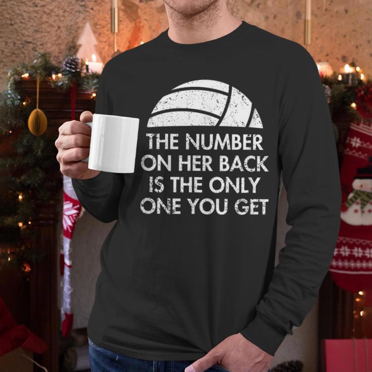 Volleyball Dad MoM Daughter Back Number Men Long Sleeve T-Shirt