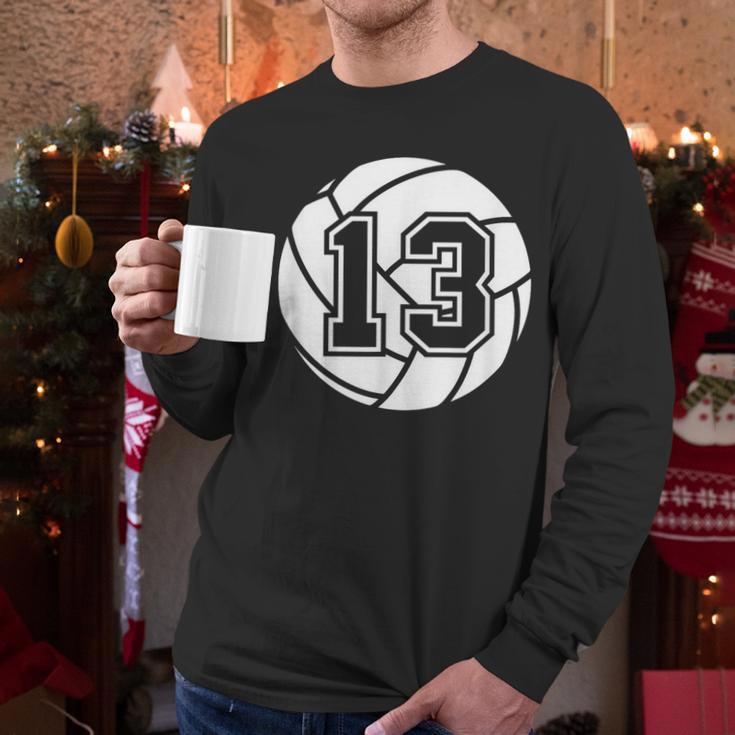Volleyball Player 13 Volleyball Mom Dad Jersey Number 13 Men Long Sleeve T-Shirt