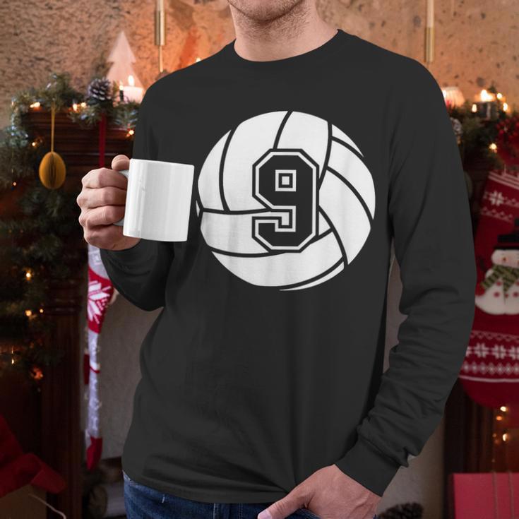 Volleyball Player 9 Volleyball Mom Dad Jersey Number 9 Men Long Sleeve T-Shirt Volleyball Player 9 Volleyball Mom Dad Jersey Number 9 Men Long Sleeve T-Shirt