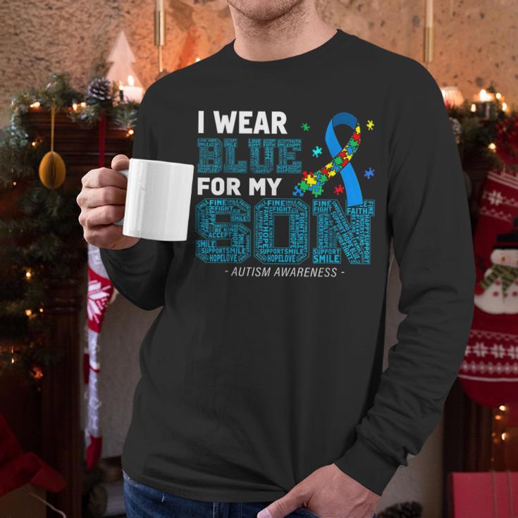 I Wear Blue For My Son Autism Awareness Mom Dad Parents Men Long Sleeve T-Shirt I Wear Blue For My Son Autism Awareness Mom Dad Parents Men Long Sleeve T-Shirt