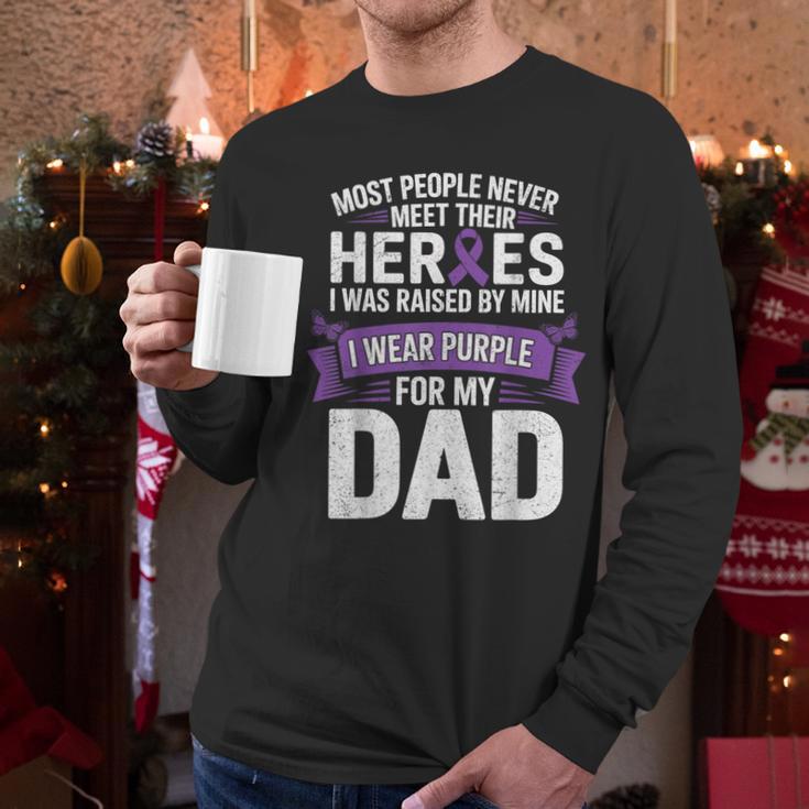 I Wear Purple For My Dad Pancreatic Cancer Support Men Long Sleeve T-Shirt I Wear Purple For My Dad Pancreatic Cancer Support Men Long Sleeve T-Shirt