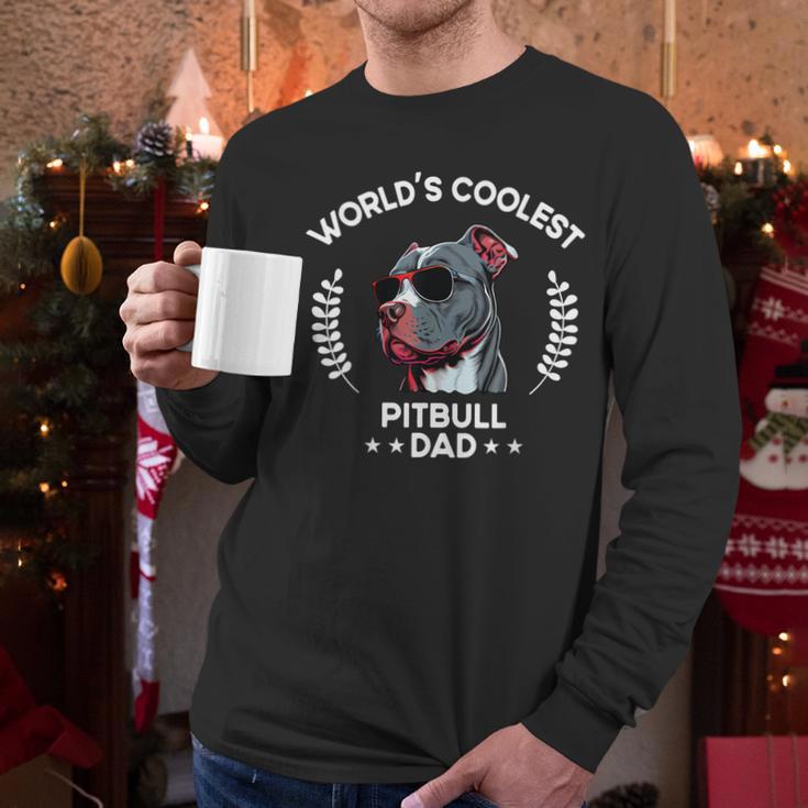 World's Coolest Dog Dad Papa Men Pitbull Men Long Sleeve T-Shirt