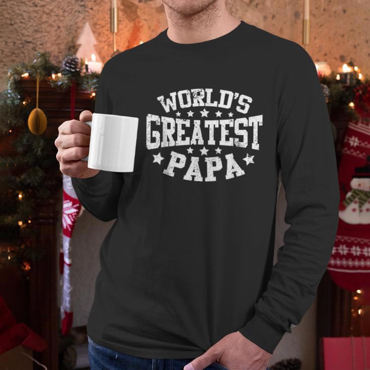 World's Greatest Papa Shirt Dad Father's Day Men Long Sleeve T-Shirt