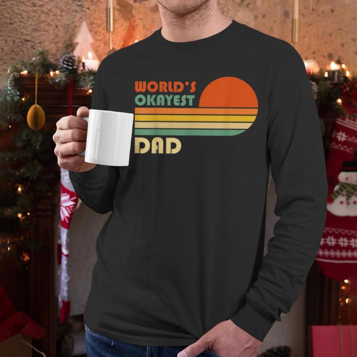 World's Okayest Dad Father Retro Vintage Men Long Sleeve T-Shirt