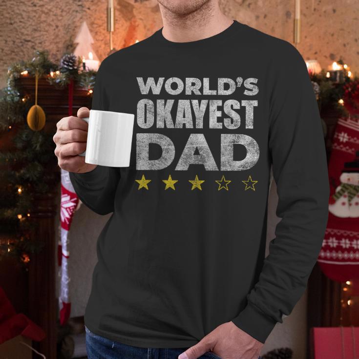 Worlds Okayest Dad Vintage Style Men Long Sleeve T-Shirt