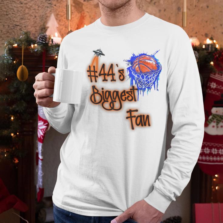 44 Biggest Fan Of Basketball Player Number 44 Dad Mom Men Long Sleeve T-Shirt