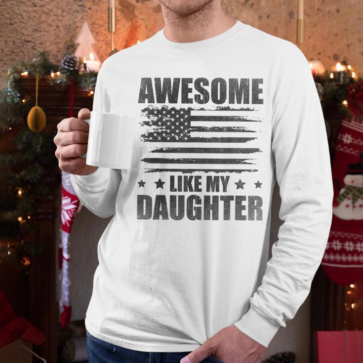 Awesome Like My Daughter Mom Dad American Flag Men Long Sleeve T-Shirt
