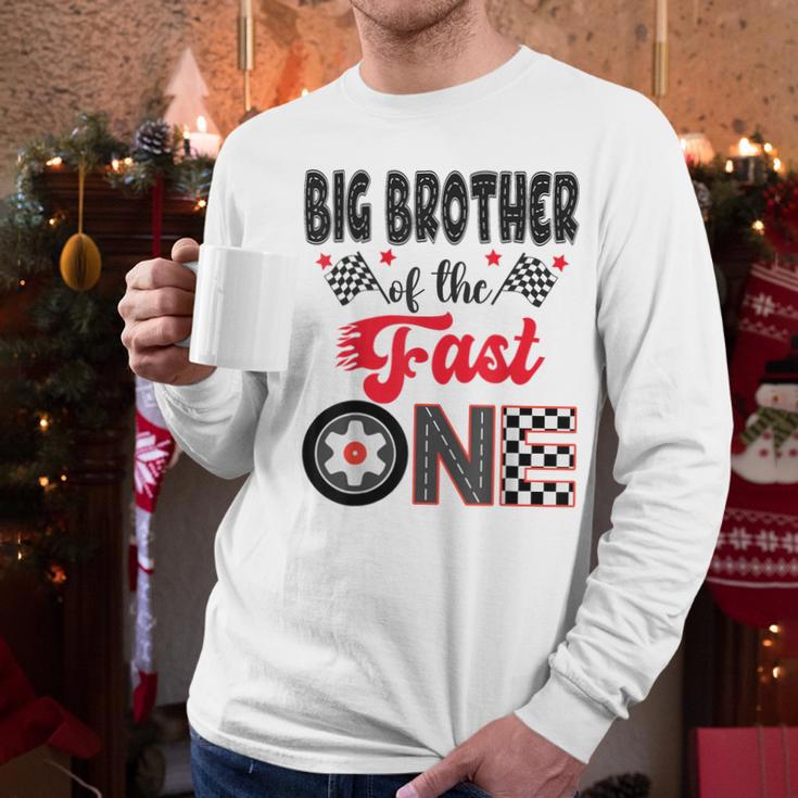 Big Brother Of The Fast One Car Racing Dad 1St Birthday Boy Men Long Sleeve T-Shirt