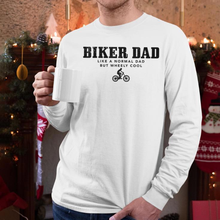 Biker Dad Mountain Bike MTB Father's Day Cyclist Men Long Sleeve T-Shirt