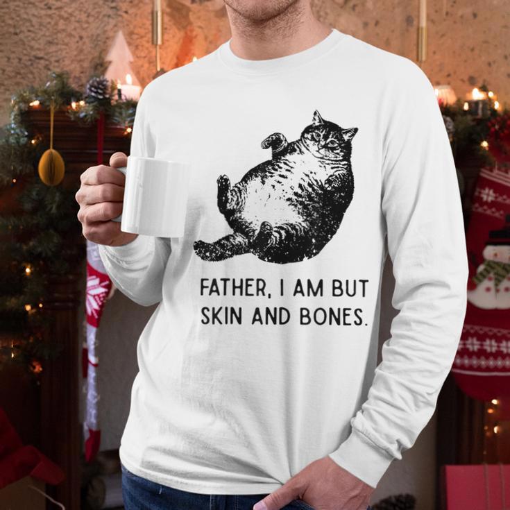 Cat Father I Am But Skin And Bones Cat Dad Meme Humor Men Long Sleeve T-Shirt