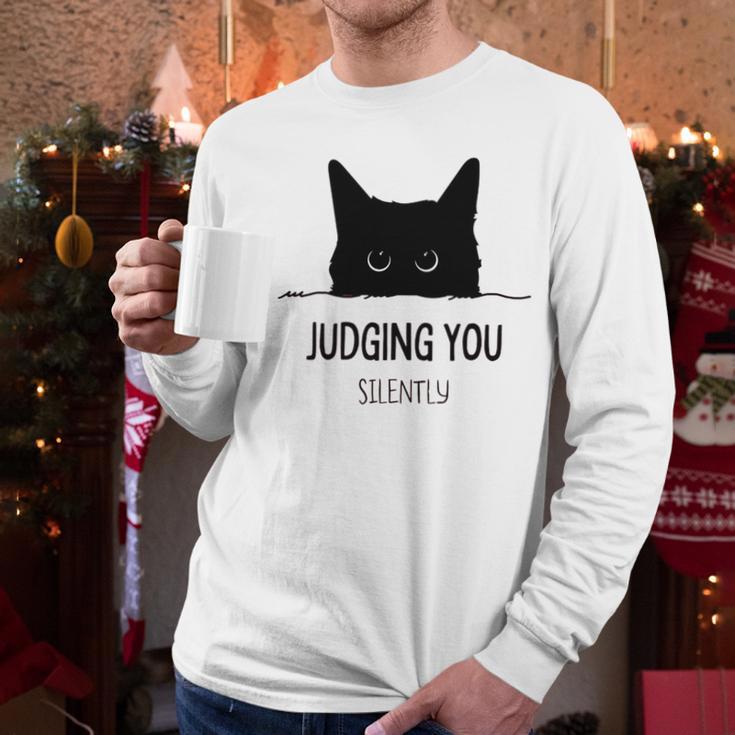 Cat Judging You Silently Cat Mom Dad Premium Tri-Blend Men Long Sleeve T-Shirt