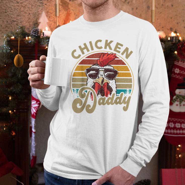 Chicken-Shirt Rooster Daddy Vintage Farmer Dad Father Men Long Sleeve T-Shirt