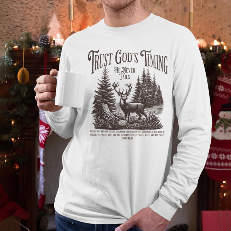 Christian Jesus Bible Verse Deer Elk Buck Hunting Dad Hunter Men Long Sleeve T-Shirt