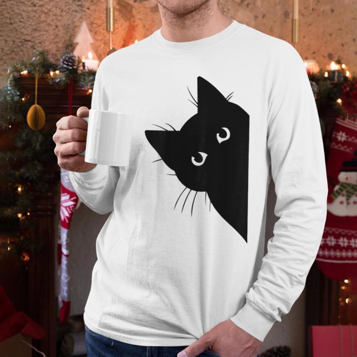 Curious Cat Peeking Sneaky Cat Cat Mom Cat Dad Men Long Sleeve T-Shirt Curious Cat Peeking Sneaky Cat Cat Mom Cat Dad Men Long Sleeve T-Shirt