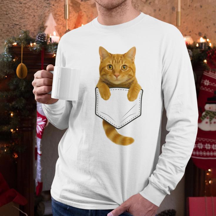 Cute Tabby Cat Pocket Cat Mom Cat Dad Cat Lover Men Long Sleeve T-Shirt Cute Tabby Cat Pocket Cat Mom Cat Dad Cat Lover Men Long Sleeve T-Shirt