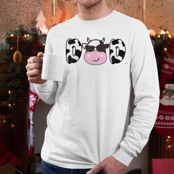 Dad Of The Birthday Girl Cow Daddy Papa Bday Matching Men Long Sleeve T-Shirt