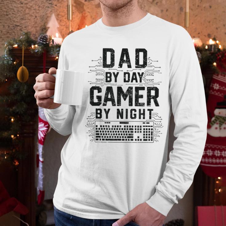 Dad By Day Gamer By Night Father's Day Gaming Men Long Sleeve T-Shirt