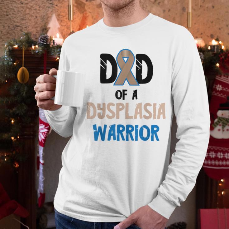 Dad Of A Hip Dysplasia Warrior Beige Blue Hip Dysplasia Men Long Sleeve T-Shirt