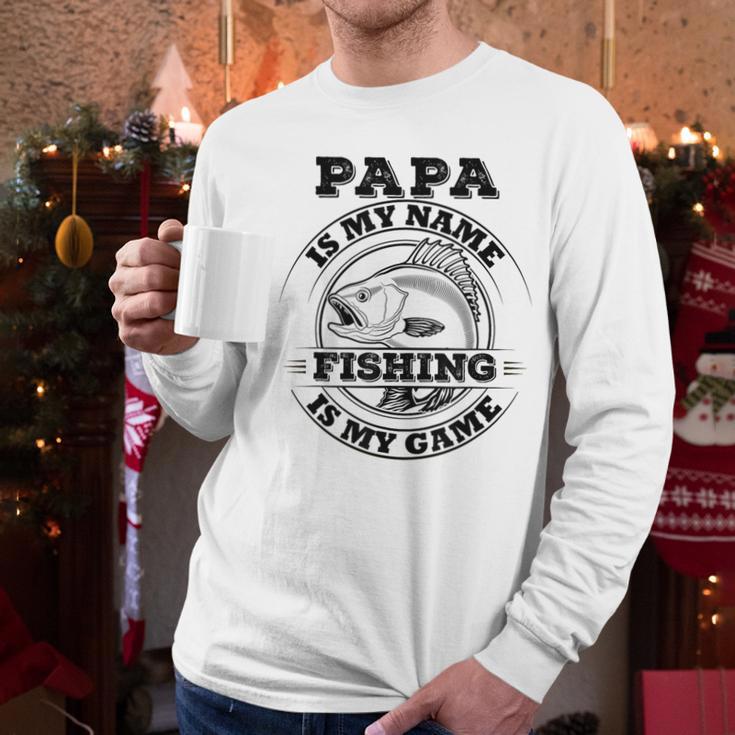 Dad Is My Name Fishing Is My Game Loves Fishing Men Long Sleeve T-Shirt