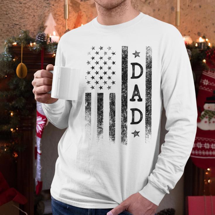 Dad Patriotic American USA Flag Father's Day Dad Men Long Sleeve T-Shirt