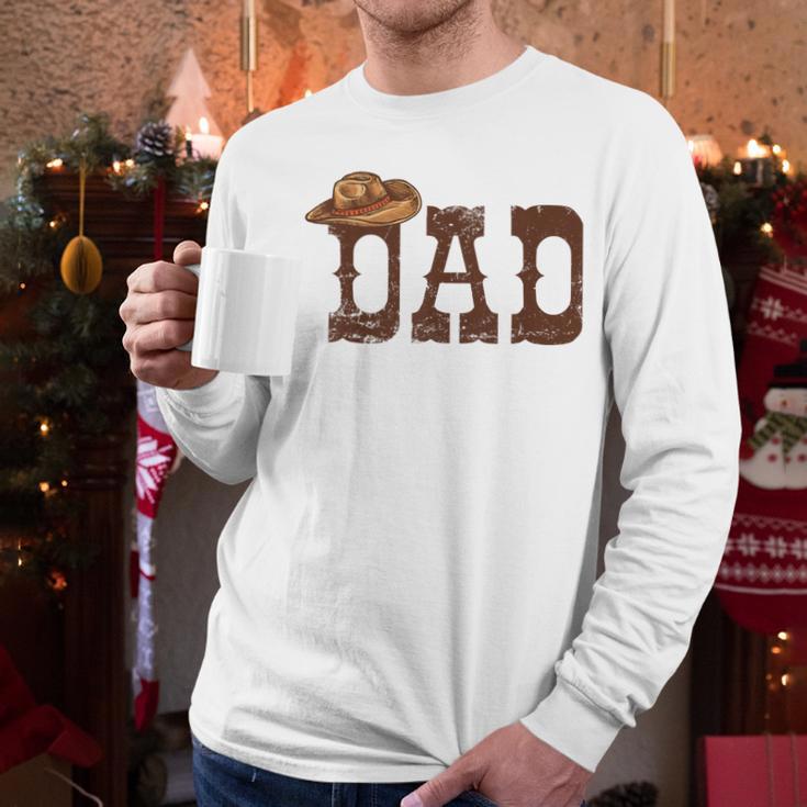 Dad Western Family Matching Birthday Cowboy Cowgirl Men Long Sleeve T-Shirt