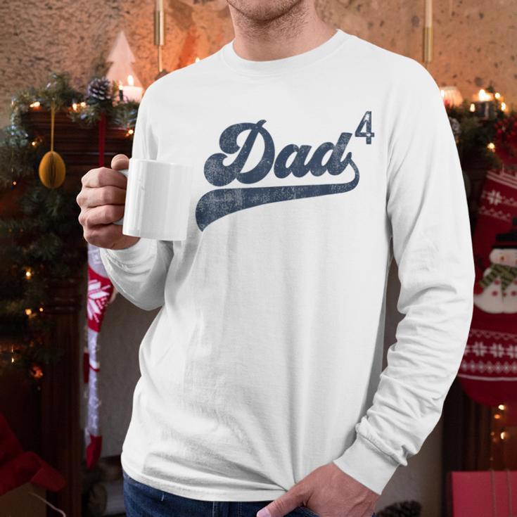 Dad4 Daddy Of 4 Kids Father Of Four Fourth Time Dad Men Long Sleeve T-Shirt