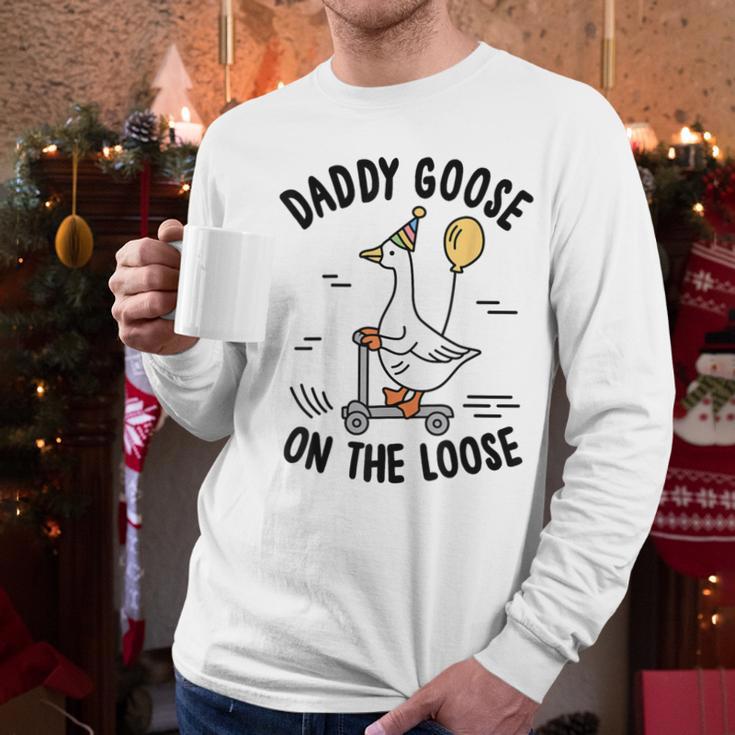 Daddy Goose On The Loose Birthday Matching Family Men Long Sleeve T-Shirt