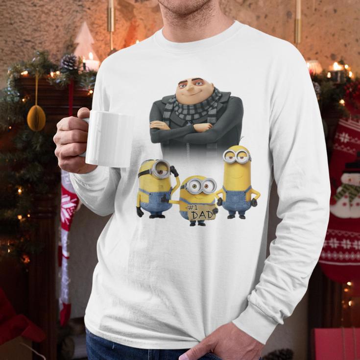 Despicable Me Minions Father's Day 1 Dad Cardboard Sign Men Long Sleeve T-Shirt Despicable Me Minions Father's Day 1 Dad Cardboard Sign Men Long Sleeve T-Shirt