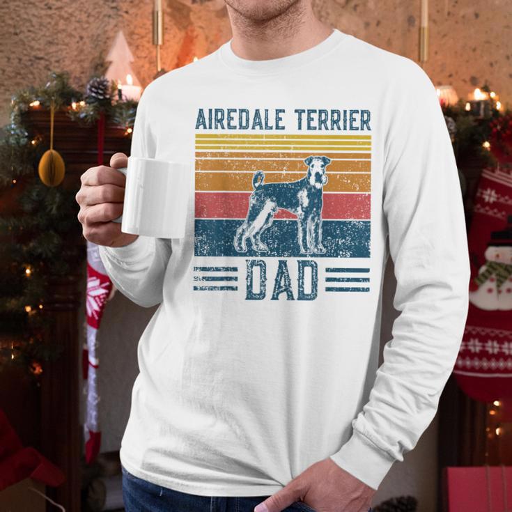 Dog Airedale Terrier Dad Vintage Airedale Terrier Dad Men Long Sleeve T-Shirt