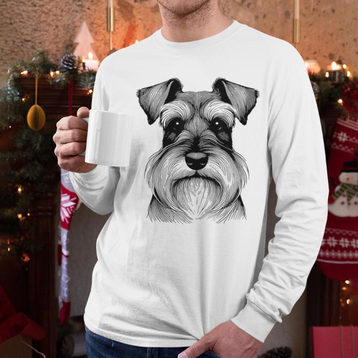 Dog Fingerprint Miniature Schnauzer Dad Mom Men Long Sleeve T-Shirt Dog Fingerprint Miniature Schnauzer Dad Mom Men Long Sleeve T-Shirt