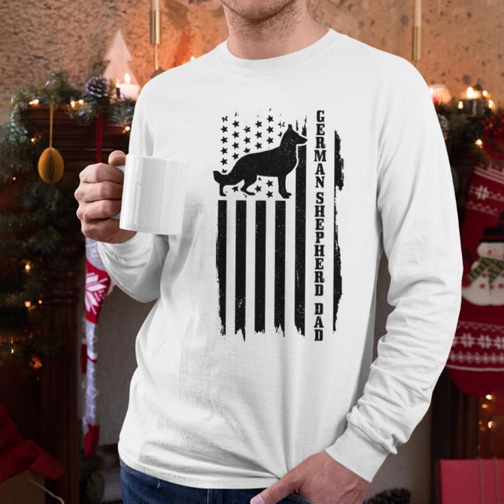 German Shepherd Dad Vintage Flag Patriotic Dog Men Long Sleeve T-Shirt