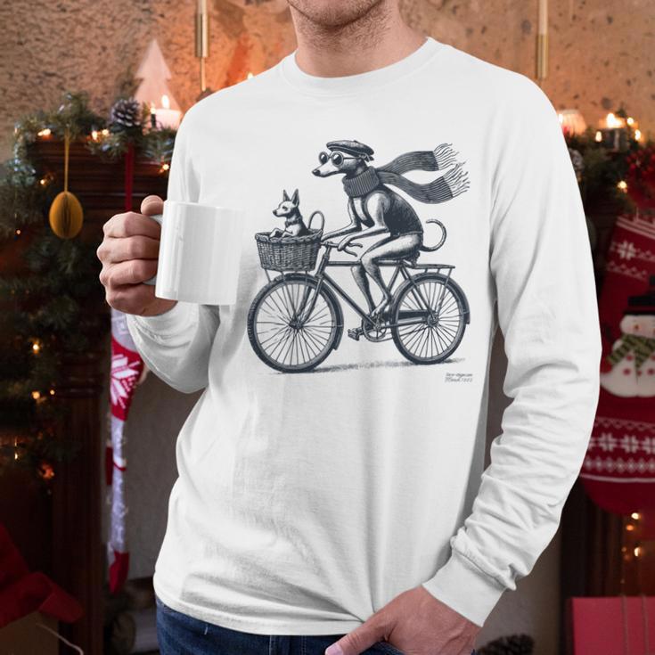 Italian Greyhound Whippet Bicycle Cycling Dog Mom Iggy Dad Men Long Sleeve T-Shirt