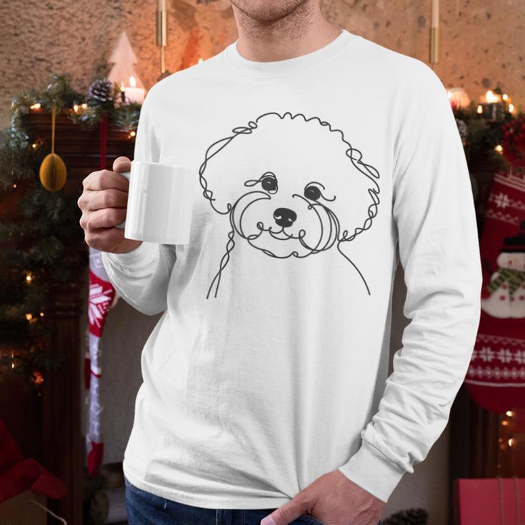 Line Art Dad Mom Dog Bichon Frise Men Long Sleeve T-Shirt
