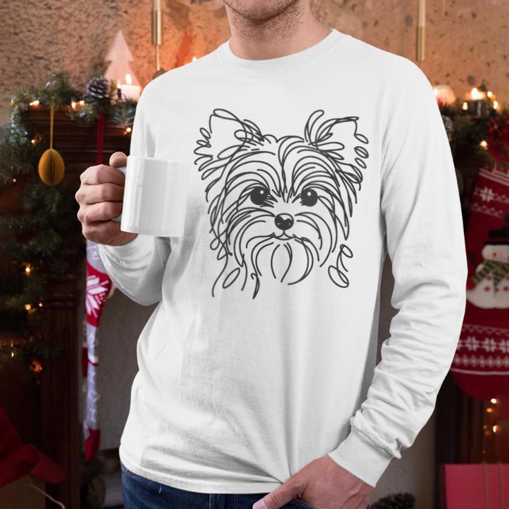 Line Art Dad Mom Dog Teecup Yorkie Men Long Sleeve T-Shirt Line Art Dad Mom Dog Teecup Yorkie Men Long Sleeve T-Shirt
