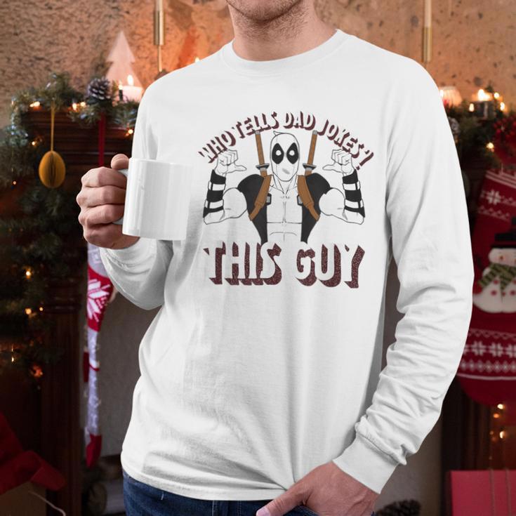 Marvel Deadpool Father's Day Who Tells Dad Jokes This Guy Men Long Sleeve T-Shirt