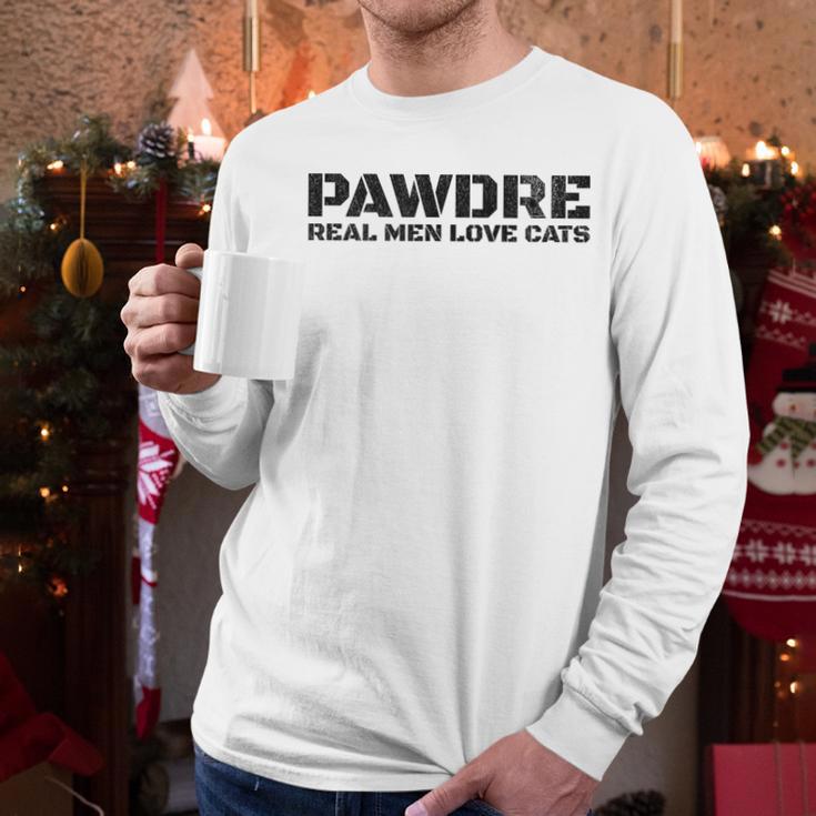 PAWDRE Real Men Love Cats Feline Father Cat Dad Men Long Sleeve T-Shirt