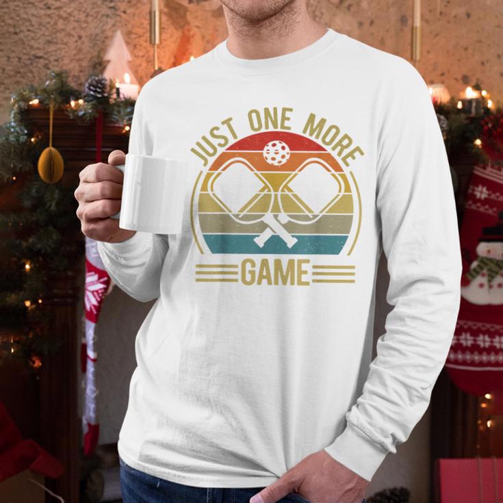 Pickleball-Shirt Just One More Game Dad Mom Women Men Men Long Sleeve T-Shirt