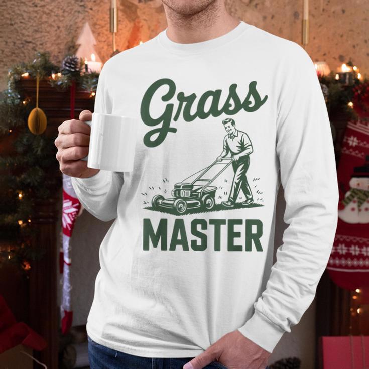 Push Lawn Mower Legend Grass Master Dad Mowing Men Long Sleeve T-Shirt
