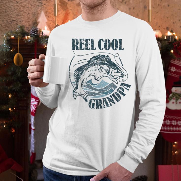 Reel Cool Grandpa Fishing Dad Father's Day Fisherman Men Long Sleeve T-Shirt