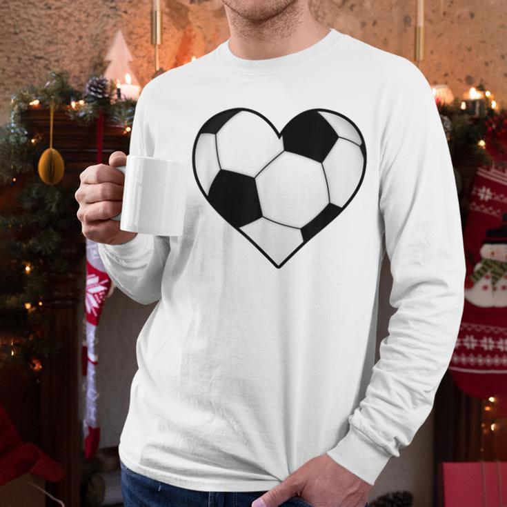 Soccer Ball Heart Idea For Mom Dad Kids T-Shirt Men Long Sleeve T-Shirt