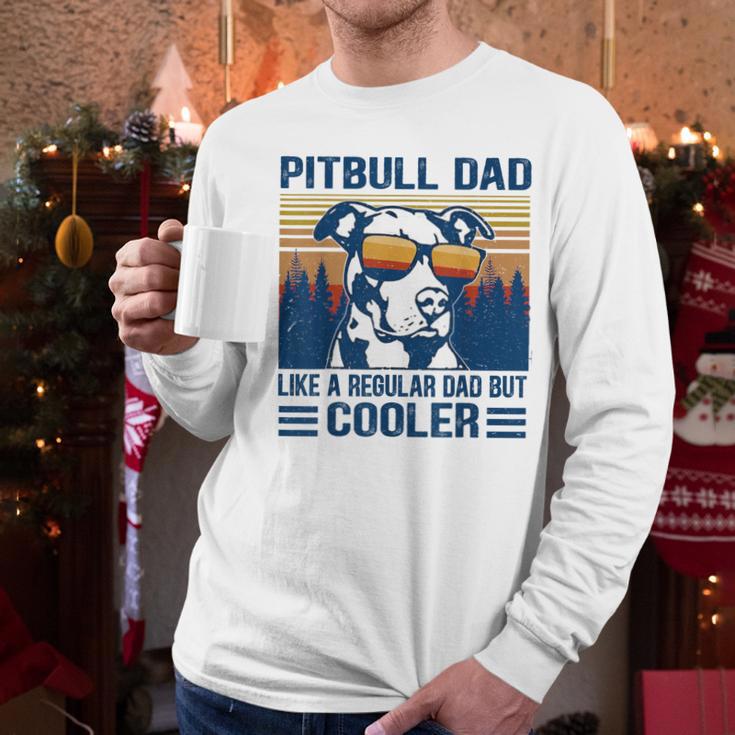 Vintage Pitbull Dad Like A Regular Dad But Cooler Men Long Sleeve T-Shirt