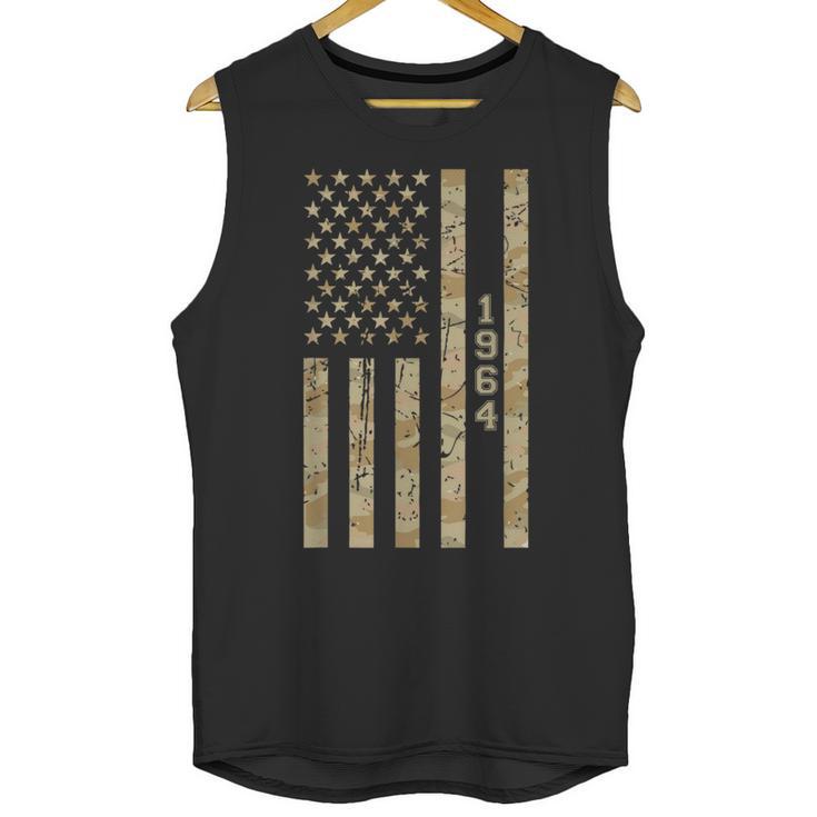 1964 Year Nostalgia Desert Camo Distressed American Flag Unisex Tank Top