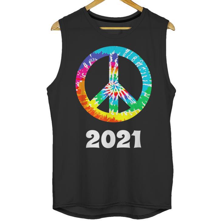 2021 Graduation Class Year Tie Dye Peace Sign Graduate Shirt Unisex Tank Top